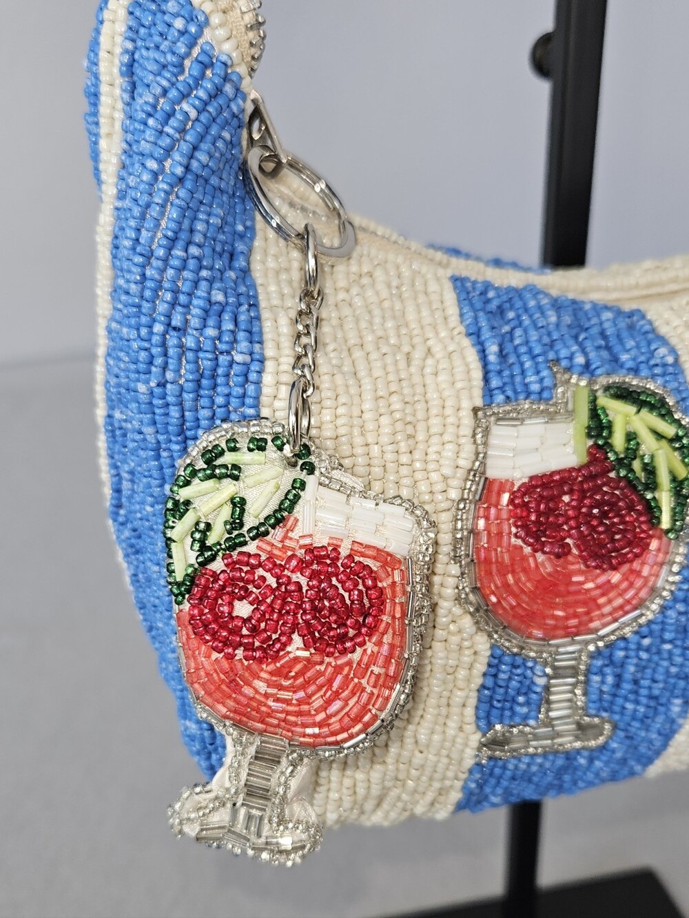 NWT Viral Beaded Cocktail Shoulder Bag with Matching Beaded Cocktail Purse Charm - Picture 9 of 16